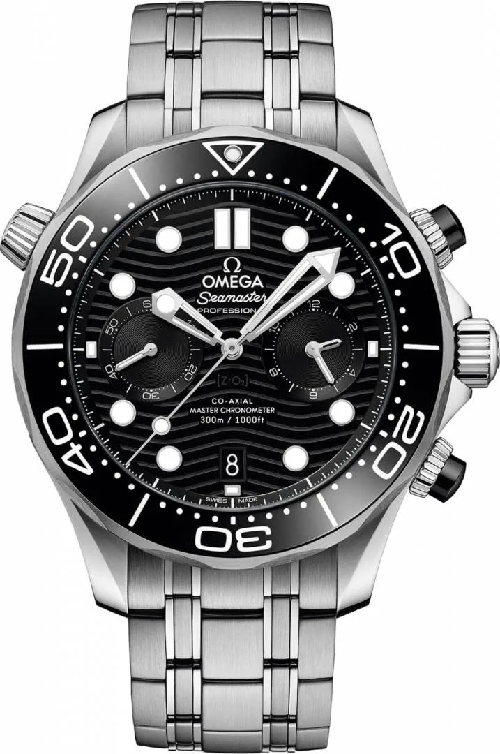 Omegg_a Seamaster Diver 300M Co-Axial Master Chronometer Chronograph silver Black