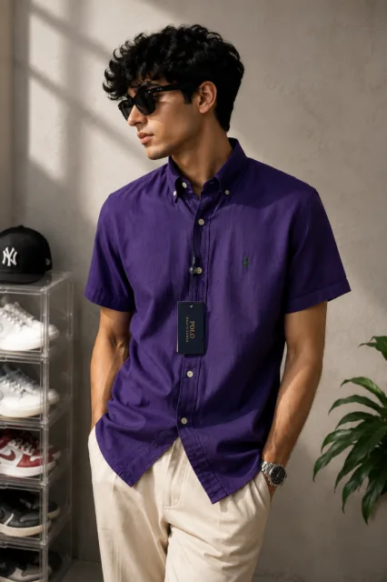 Ralp Laure_n RL Premium Half Sleeves Linen Shirt 2218