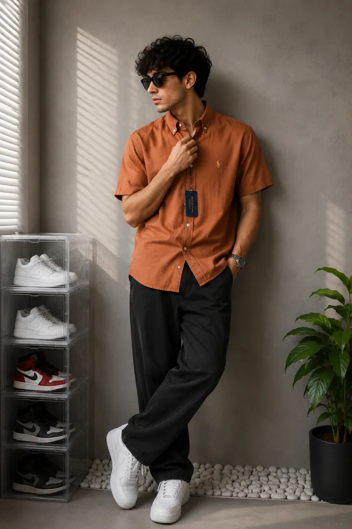 Ralp Laure_n RL Premium Half Sleeves Linen Shirt 2217