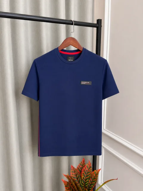 Boss x Porsche Navy Blue Collab Edition Store Article Premium Round Neck Polo T-Shirt(1455)