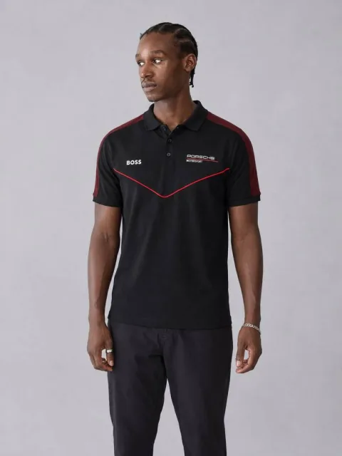Boss x Porsche Navy Blue Collaboration Edition Store Article Premium Back Print Polo T-Shirt(1452)