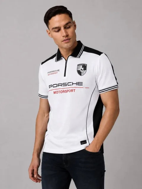 Boss x Porsche White Collaboration Edition Store Article Premium Zipper Polo T-Shirt(1450)