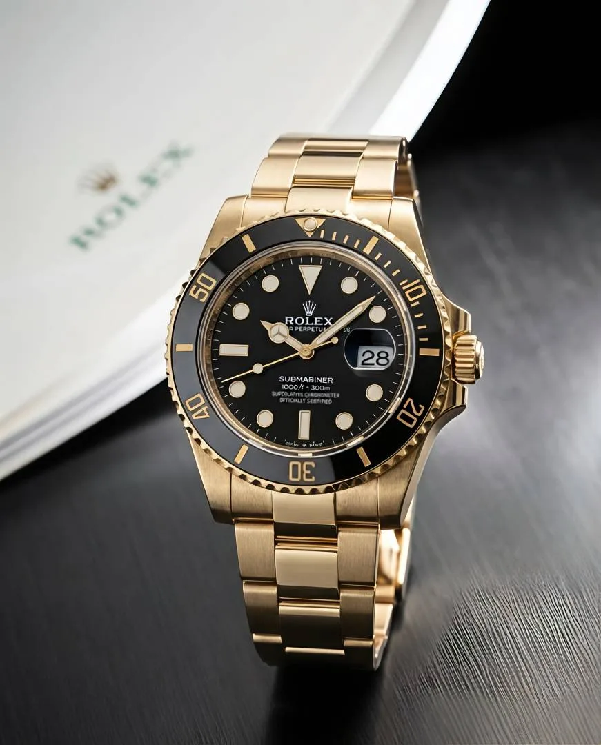 Rolee_x Oyster Perpetual Submarine Gold-Black