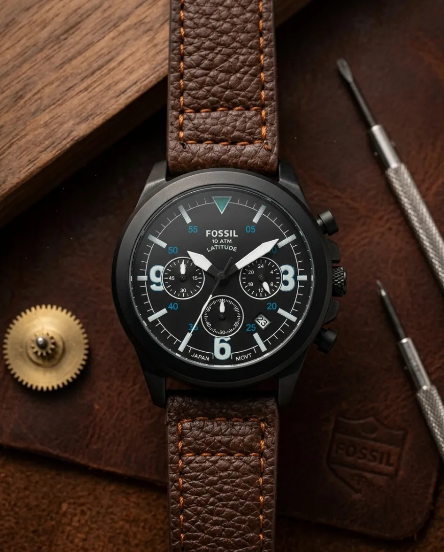 Fosil 10 ATM Latitude Brown Black Dial