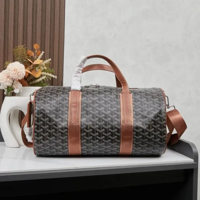 Goyarrd Luxury Monogram Travel Duffle Bag With Shoulder Strap (Brown-2389)