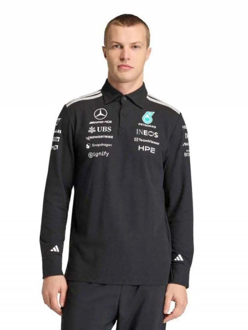 Adida x Mercedes Black Collab Edition Premium Full Sleeve Polo T-Shirt(1446)