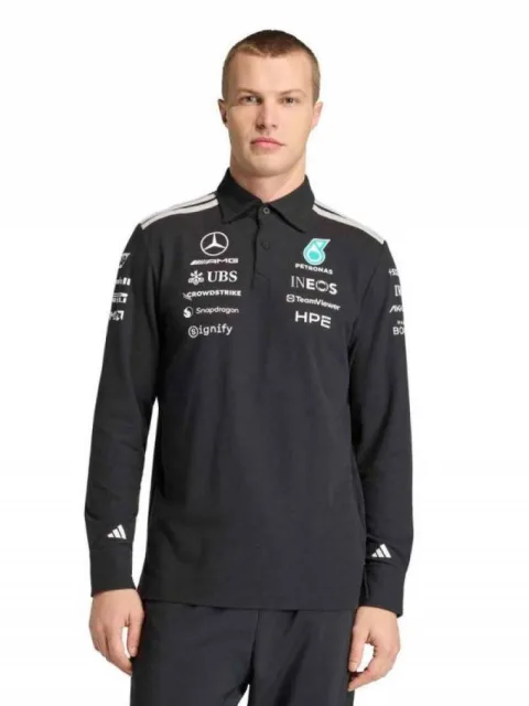 Adida x Mercedes Black Collab Edition Premium Full Sleeve Polo T-Shirt(1446)
