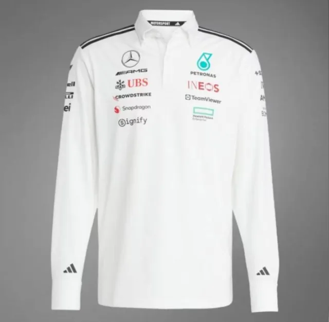 Adida x Mercedes White Collab Edition Premium Full Sleeve Polo T-Shirt(1444)