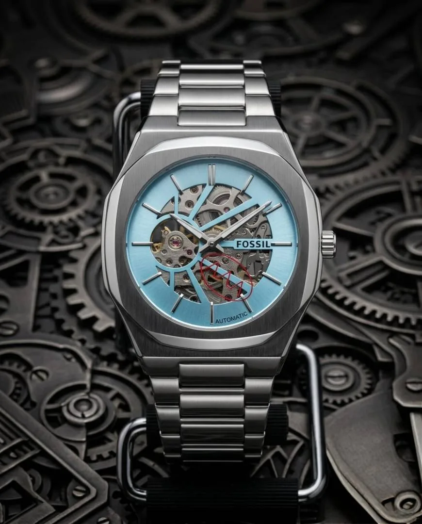 Fossi_il Automatic Skeleton sky blue
