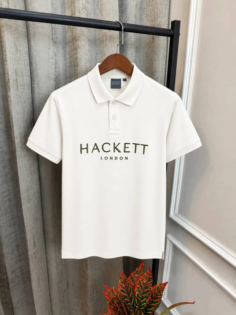 Hacket London Beige Premium Front Embroidery Logo Polo T-Shirt(1440)