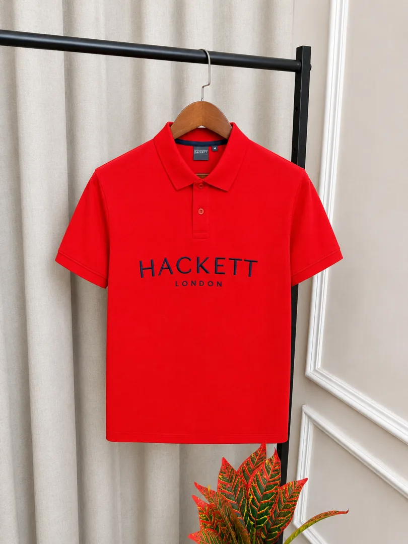 Hacket London Red Premium Front Embroidery Logo Polo T-Shirt(1439)