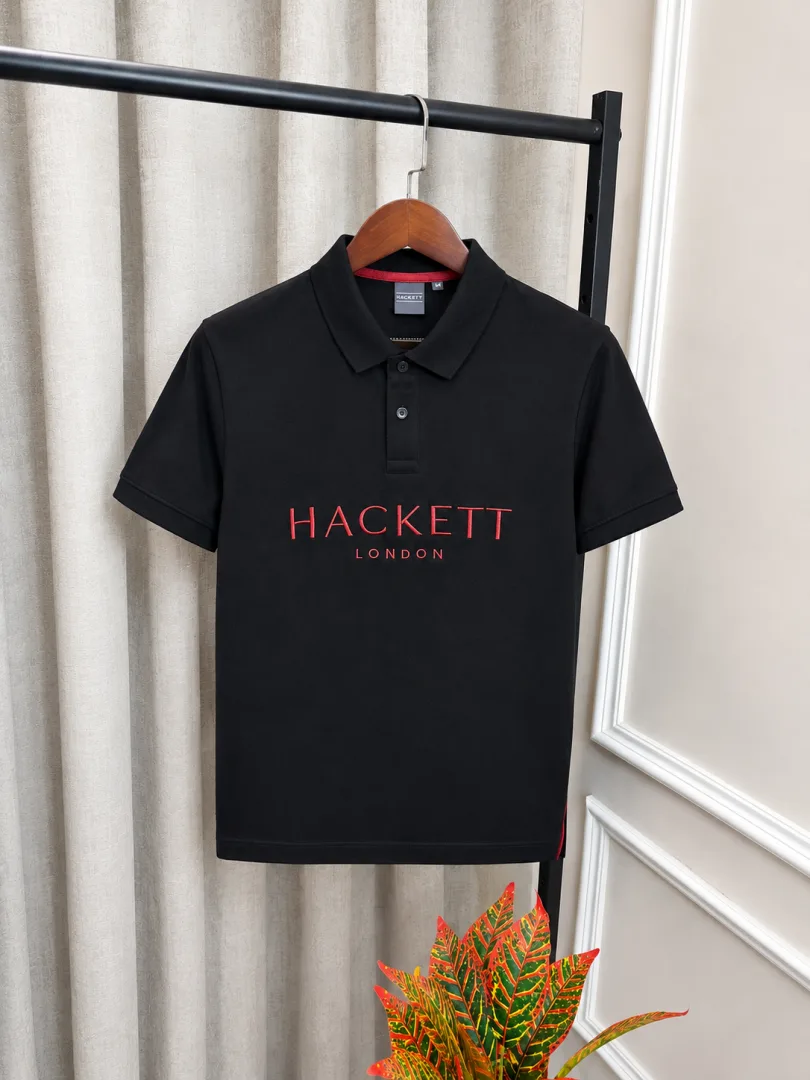 Hacket London Black Premium Front Embroidery Logo Polo T-Shirt(1436)