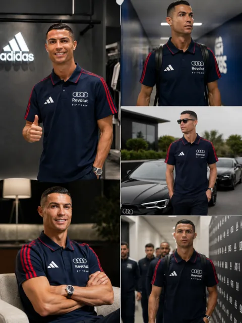 Adida x Audi Navy Blue Collab Premium Store Article Polo T-Shirt(1432)