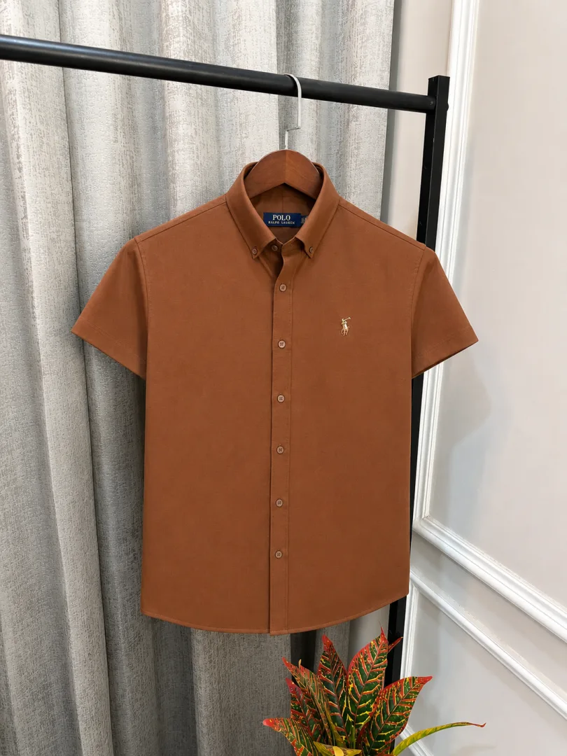 Ralp Lauren Polo Brown Premium Embroidery Logo Half Sleeve Shirt(1429)