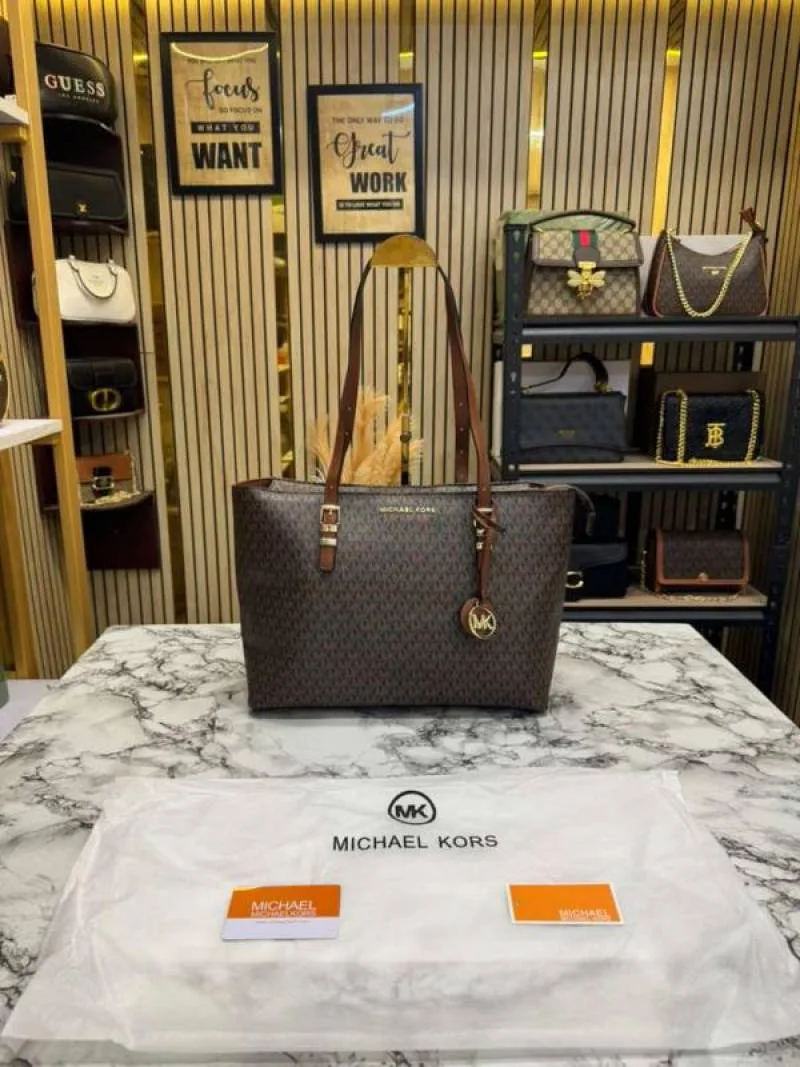 Michael Kor Jet Set Zip Logo Large Tote Bag With Dust Bag (M04)