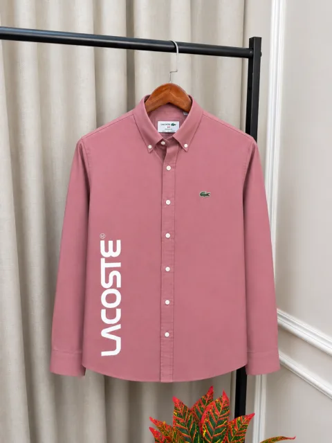 Lacost Dark Pink Designer Premium Oxford Store Article Shirt(1422)