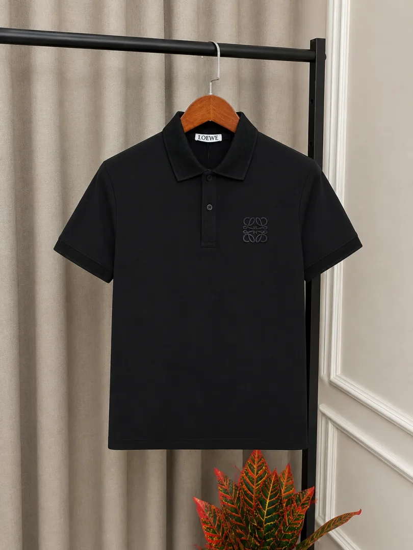 Loewe Black Premium Embroidery Logo Polo T-Shirt(1420)