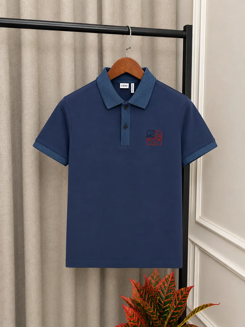 Loewe Grey Premium Embroidery Logo Polo T-Shirt(1419)