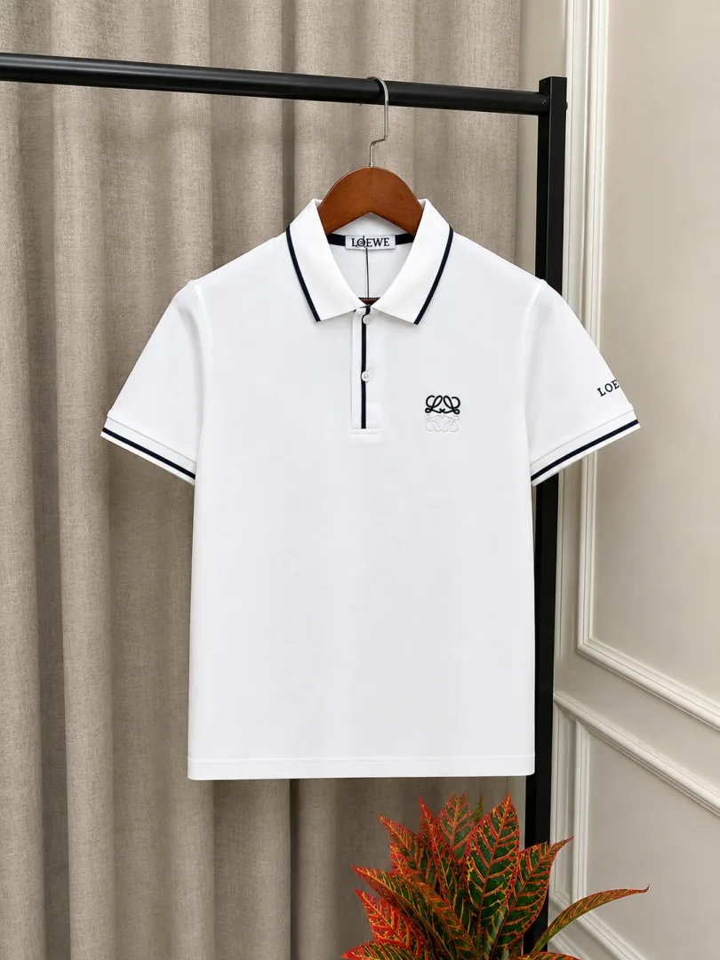 Loewe White Premium Embroidery Logo Polo T-Shirt(1418)