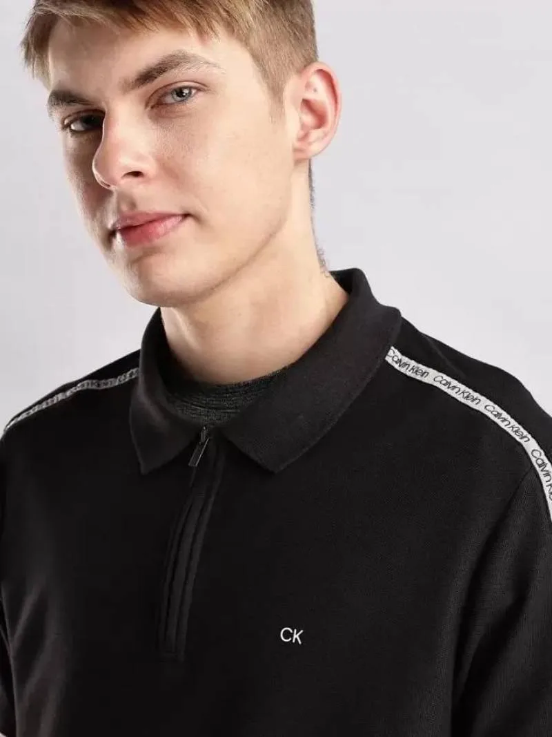 Calvin_Kleiin Black Premium Shoulder Design Store Article Polo T-Shirt(1417)