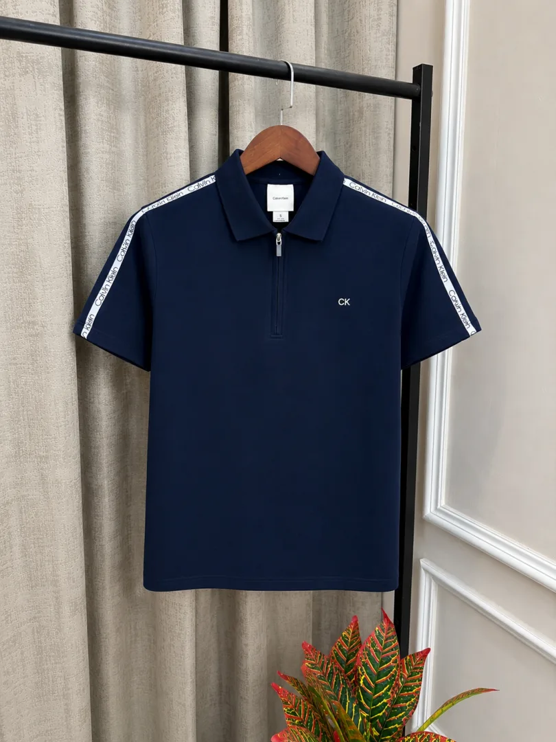 Calvin_Kleiin Navy Blue Premium Shoulder Design Store Article Polo T-Shirt(1416)
