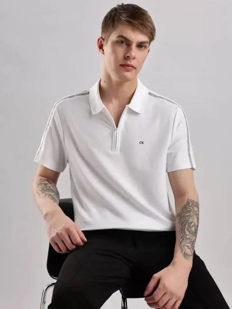 Calvin_Kleiin White Premium Shoulder Design Store Article Polo T-Shirt(1415)