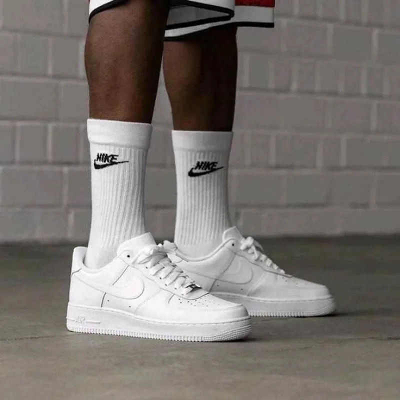 Nikke Airforce 1 White Pure Leather Heavy Quality (With Dust Bag Bill Carry Bag 1 Complementary Bottle Lace) 1068