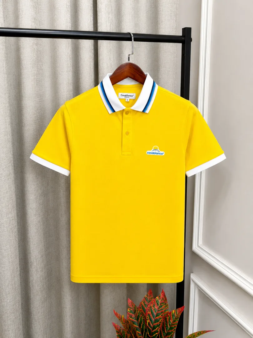 Casablanca Yellow Premium Emboss Logo Store Artcile Polo T-Shirt(1413)