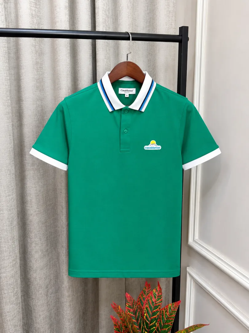 Casablanca Green Premium Emboss Logo Store Artcile Polo T-Shirt(1412)
