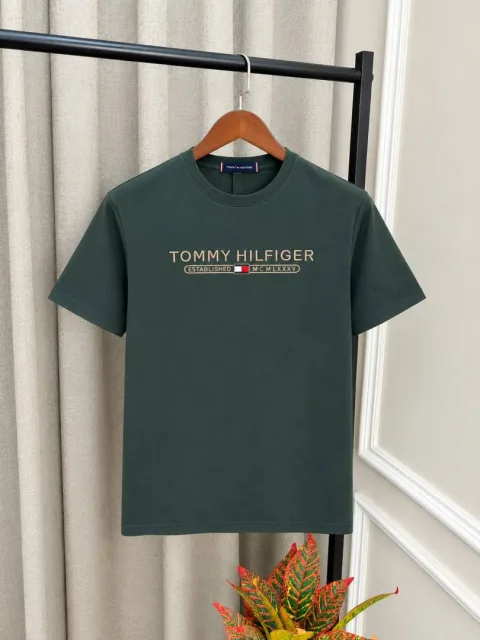 Tomm Hilfiger Olive Front Embroidery Branding Premium Quality Round Neck T-Shirts(1599)