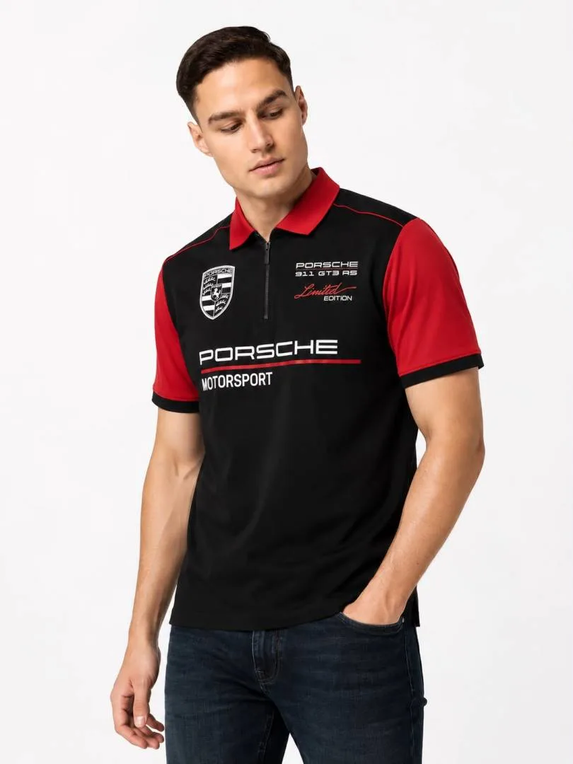 Boss x Porsche Edition Red Black Store Article with Premium Front & Back Design Polo T-Shirt(1411)