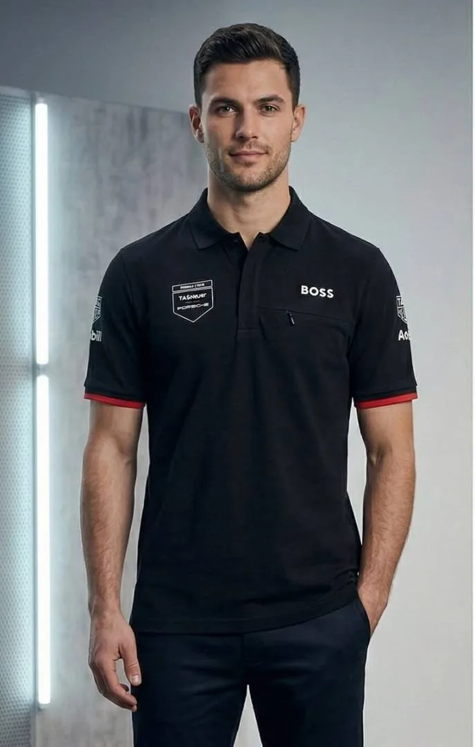 Boss x Porsche Edition Navy Store Article with Premium Front & Back Design Polo T-Shirt(1410)