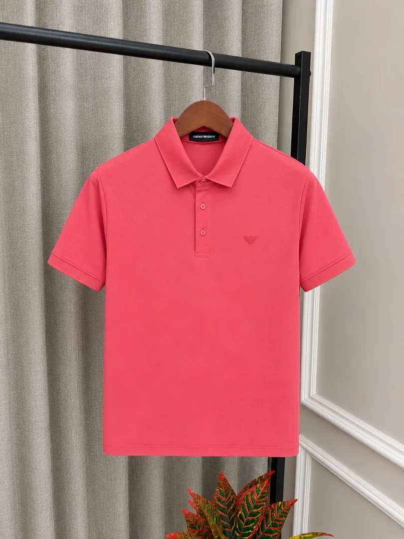 Emphorio Arma Premium Imported Vibrant Pink Polo T-Shirt with Emboss Logo(1403)