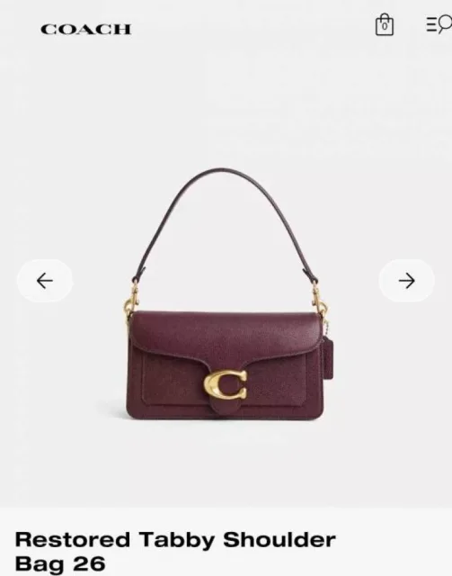 Coacch Tabby 26 Maroon Leather Premium Quality With Ogbox Satin Dustbag & Dual Belts & All tags Model No 09 high quality cc box