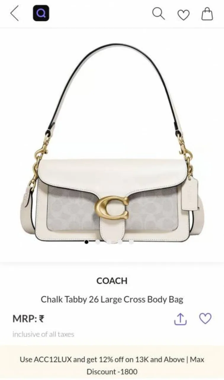 Coacch Tabby 26 Signature Premium Quality With Ogbox Satin Dustbag & Dual Belts & All tags Model No 05 high quality cc box