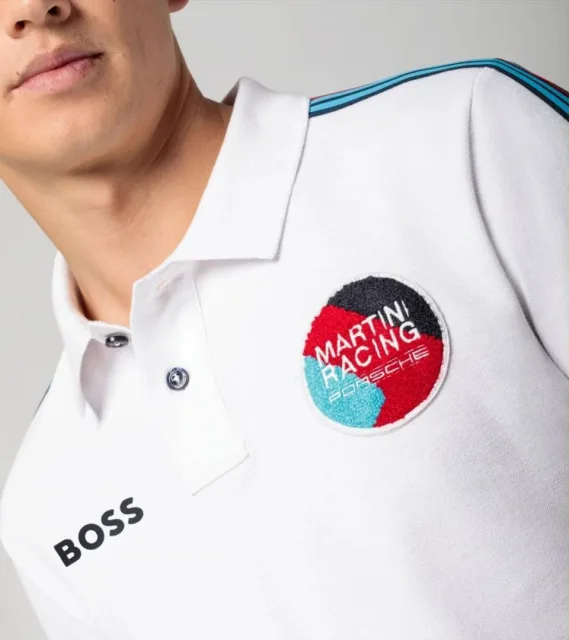 Boss x Porsche Edition White Store Article with Premium Shoulder Design & Emboss Logo Polo T-Shirt(1394)
