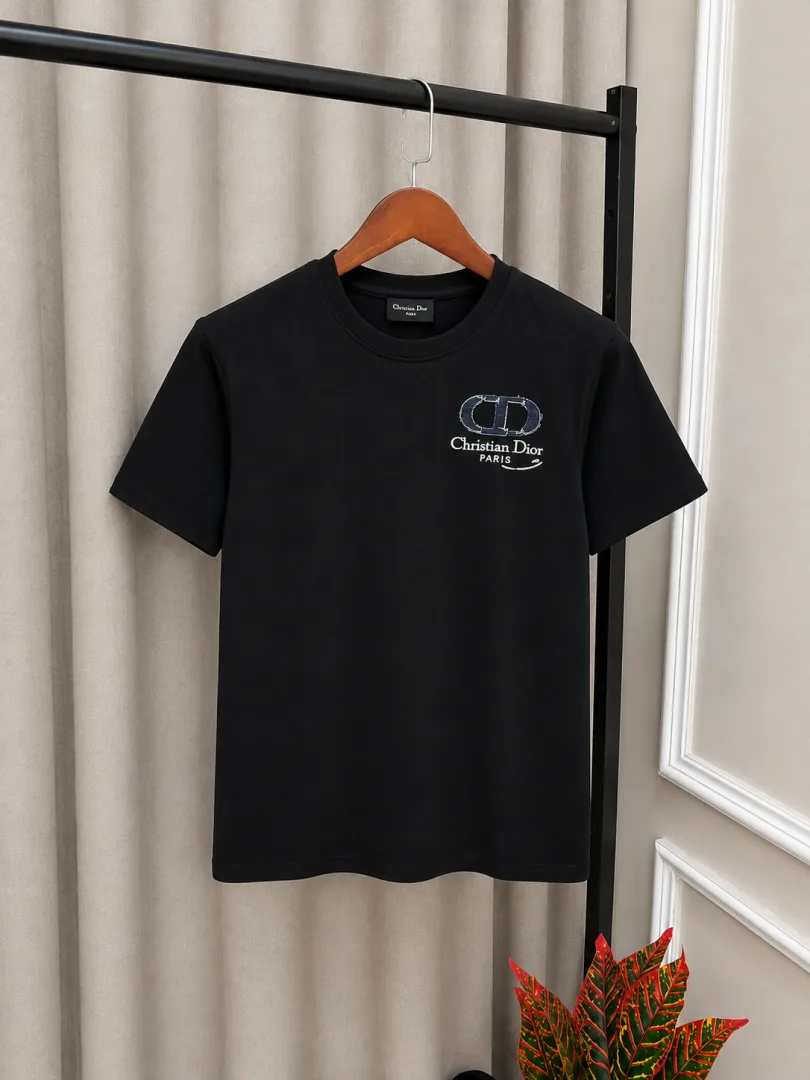 Christian Dio Black Premium Imported Back Print Round Neck T-Shirt(1393)