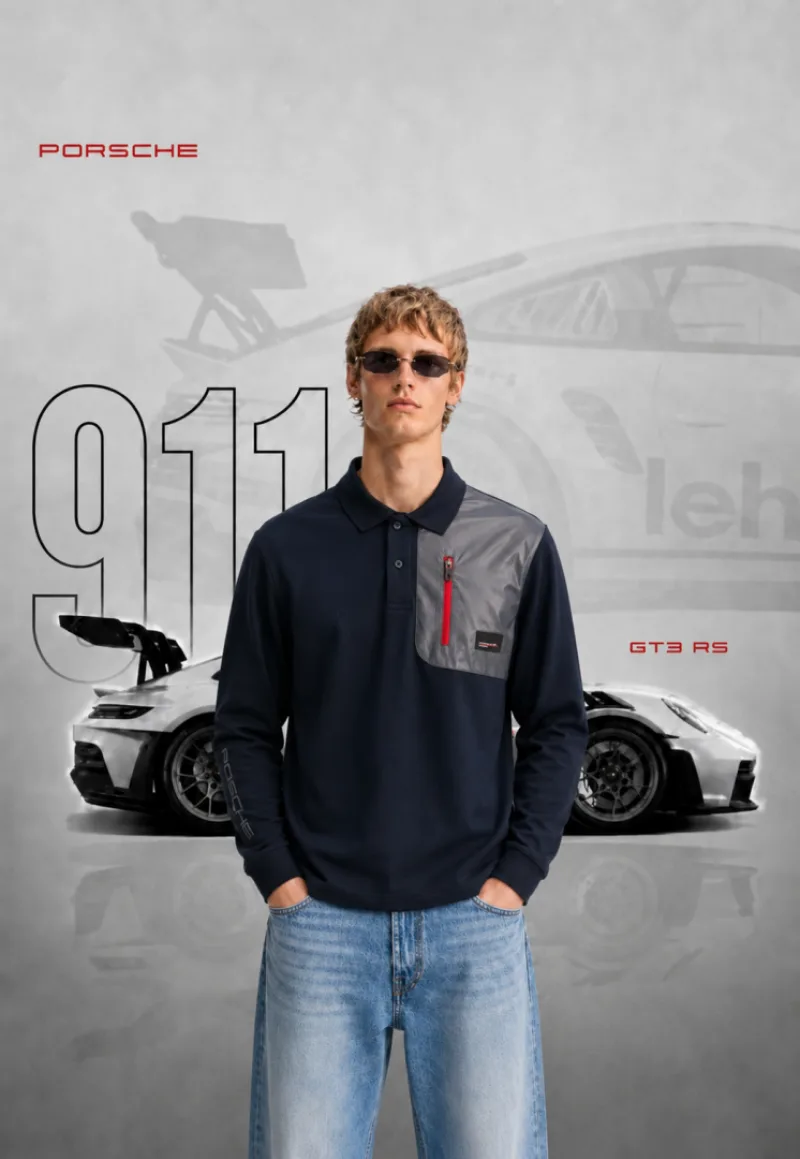 Boss x Porsche Edition Navy Store Article Premium Front & Back Branding Polo Neck Full Sleeve T-Shirt(1386)