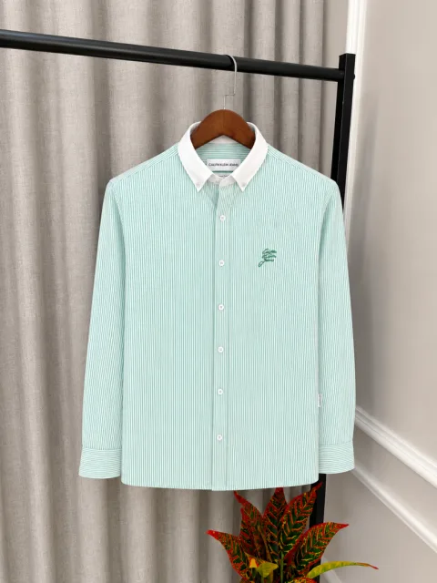 Calvin Kleiin Jeans Green Store Article Premium Embroidery Logo & 100% Oxford Cotton Shirt(1384)