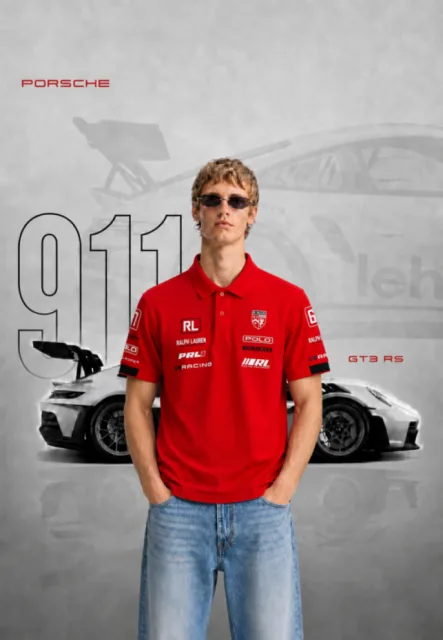 Ralp Lauren Red Motorsport Limited Edition Premium Cotton Lycra Pique Fabric Polo T-Shirt With Back&Front Design(1377)