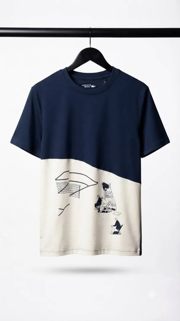 Lacost Sport Graphic T Shirt Navy. 1236 Sale- offer VS1000