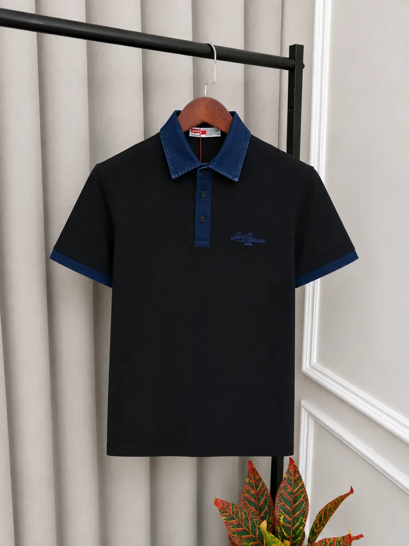 Levi Black Premium Imported Polo T-Shirt(1359)