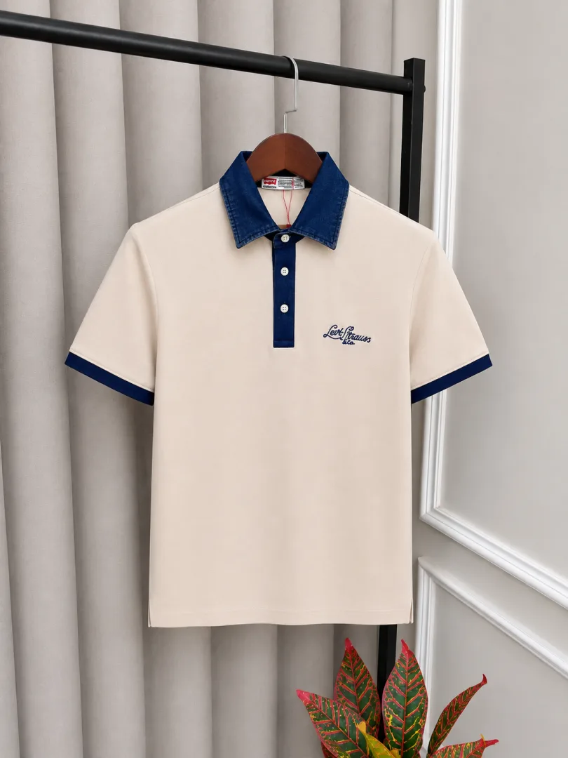 Levi Beige Premium Imported Polo T-Shirt(1358)