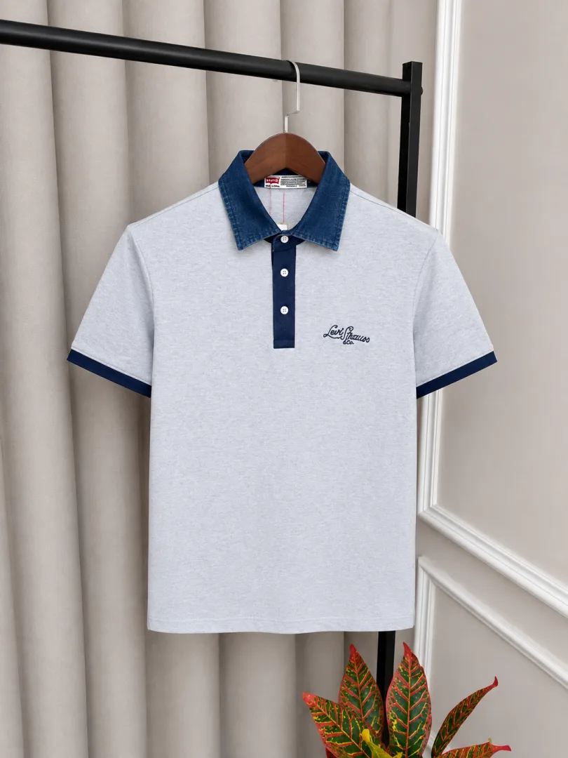 Levi Grey Premium Imported Polo T-Shirt(1357)