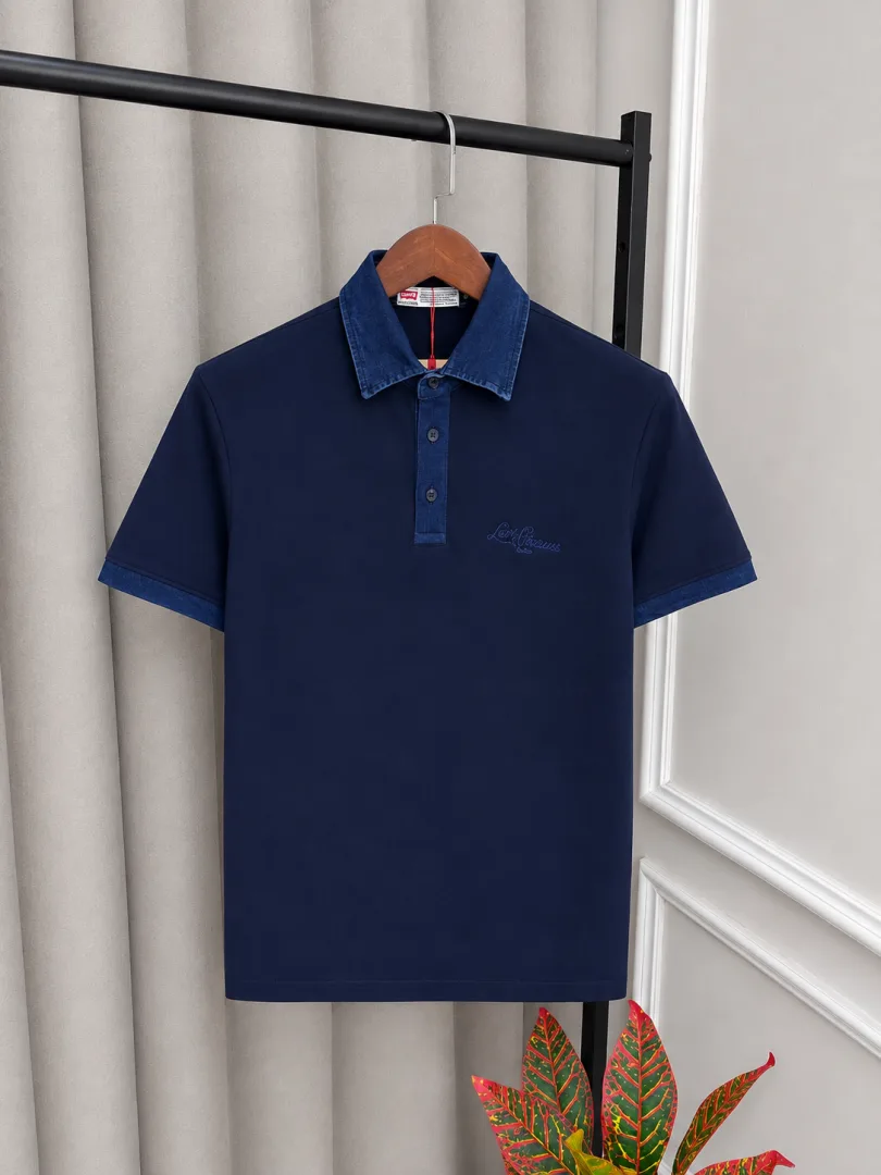 Levi Navy Premium Imported Polo T-Shirt(1356)