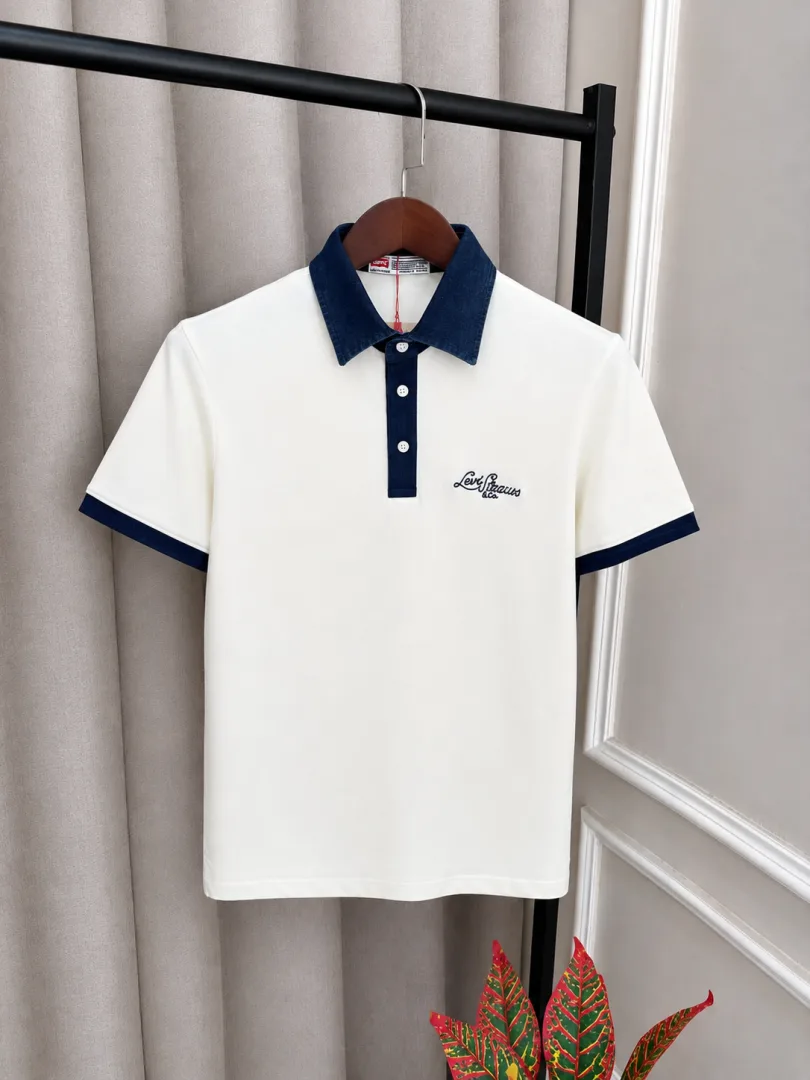 Levi White Cream Premium Imported Polo T-Shirt(1355)