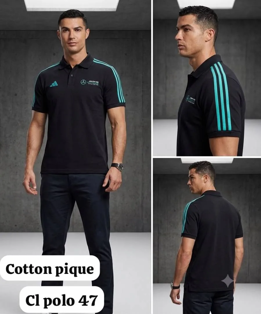 Adida X Mercedes Black Store Article Premium Polo T-Shirt(1348)
