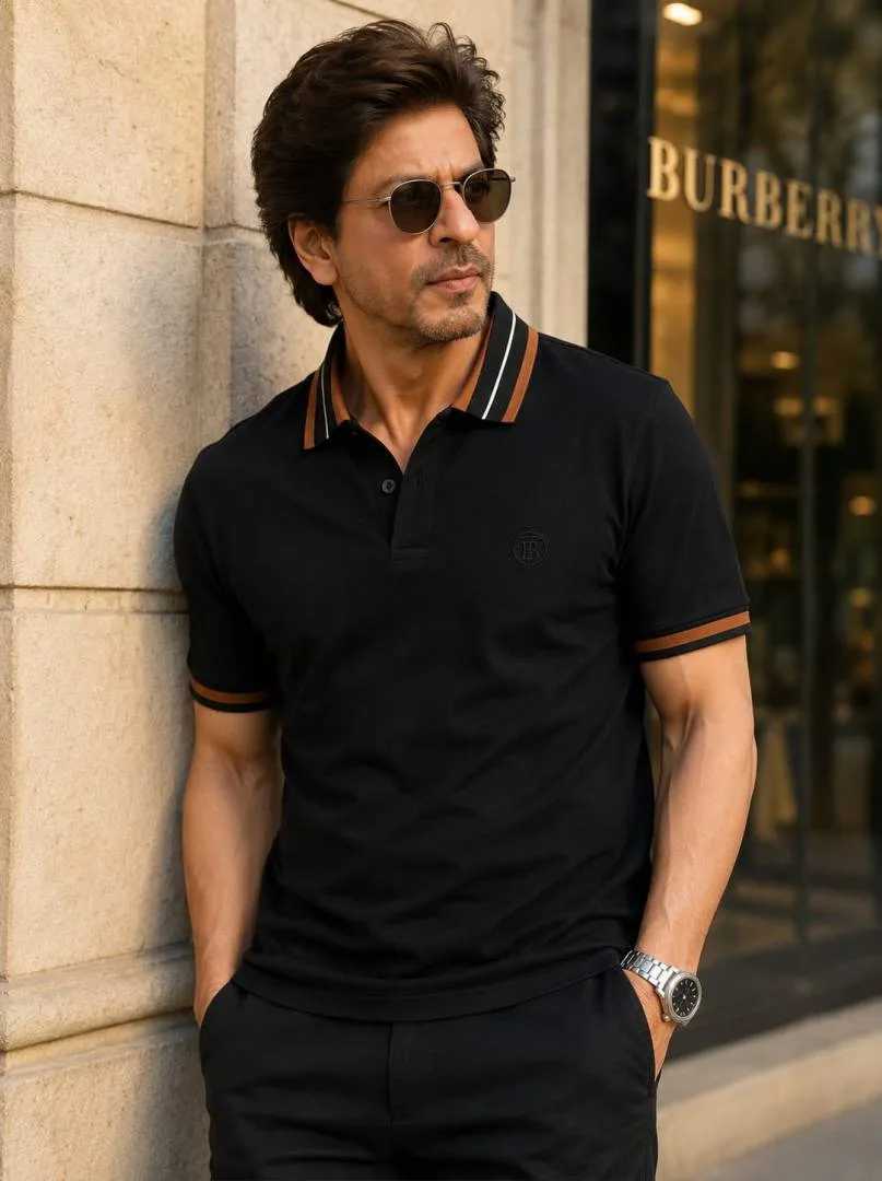 Burberr Black Imported Embroidery Logo Store Article Premium Polo T-Shirt with Carry Bag(1345)