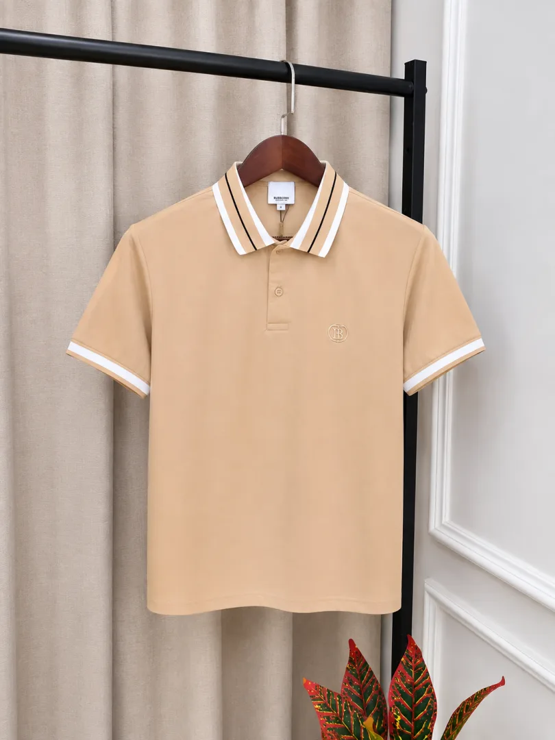Burberr Beige Imported Embroidery Logo Store Article Premium Polo T-Shirt with Carry Bag(1344)