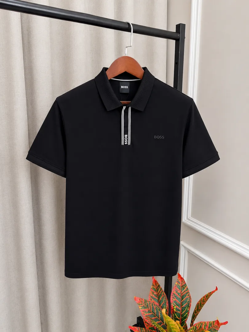 Boss Black Imported Heavy GSM Fabric & Embroidery Logo Premium Polo T-Shirt with OG Box Pack(1342)